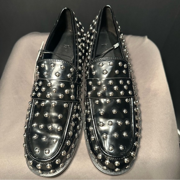Zara Women's Black Studded Loafers - Picture 9 of 9